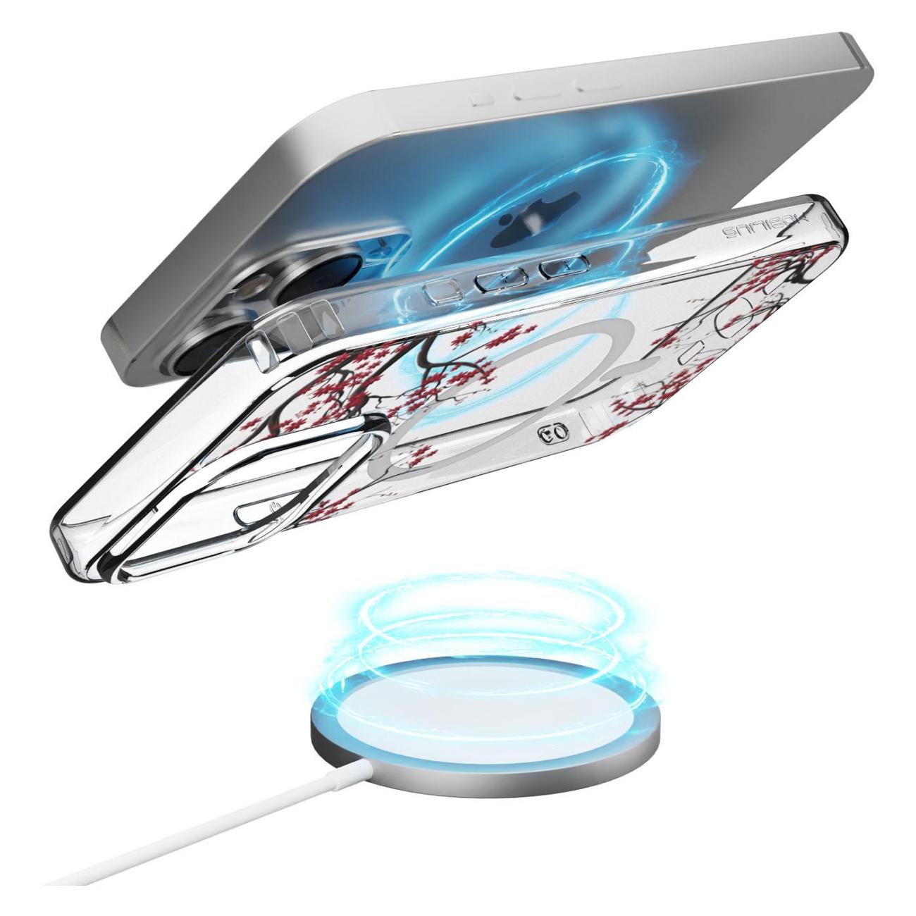 Чехол Mcover для iPhone 15 Pro, с MagSafe, Сакура цветущая