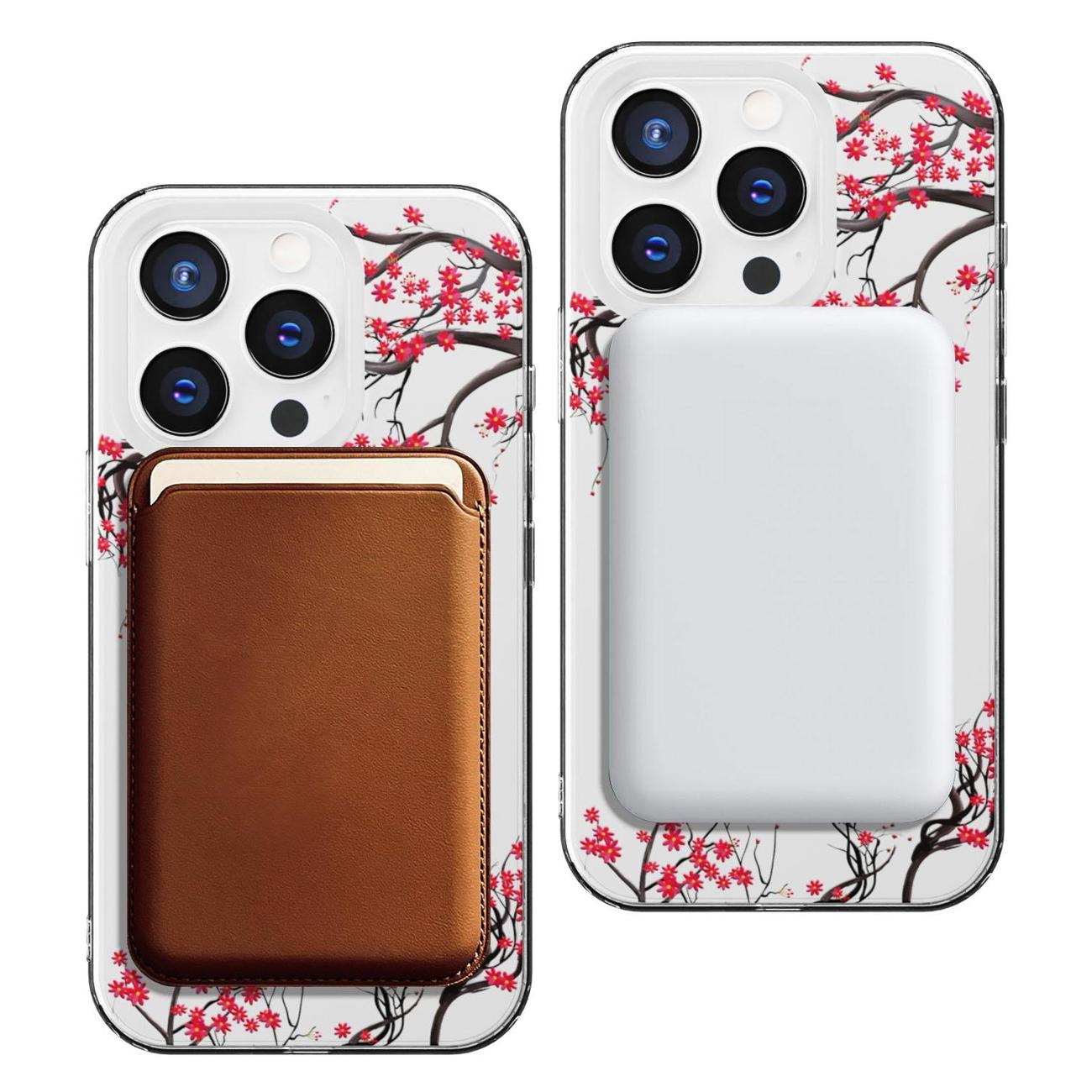 Чехол Mcover для iPhone 15 Pro, с MagSafe, Сакура цветущая