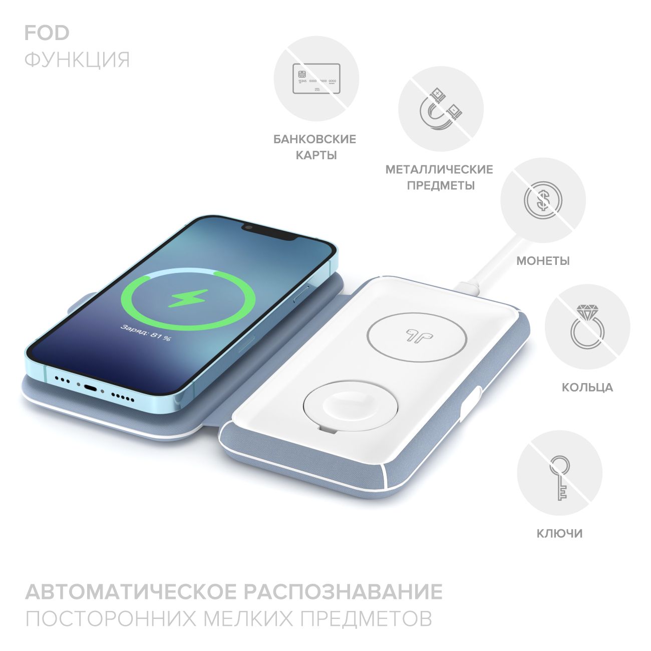 Беспроводное зарядное устройство MFI LYAMBDA Premium LMS301_BL