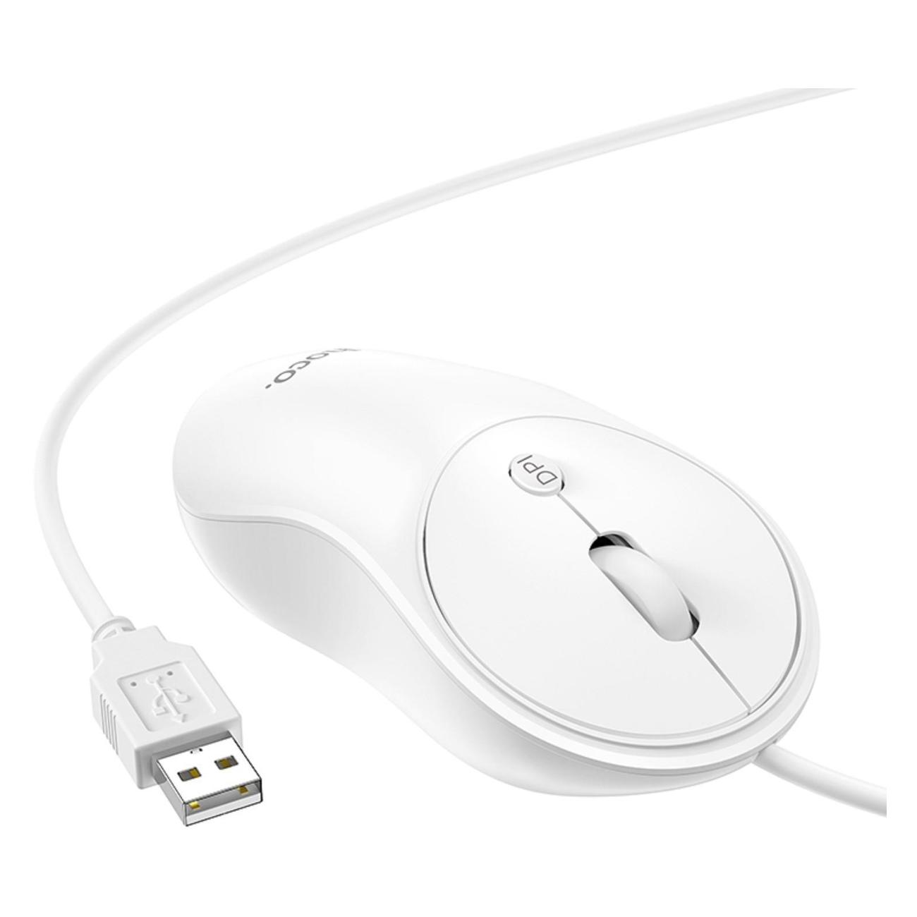Мышь проводная Hoco GM13 белый