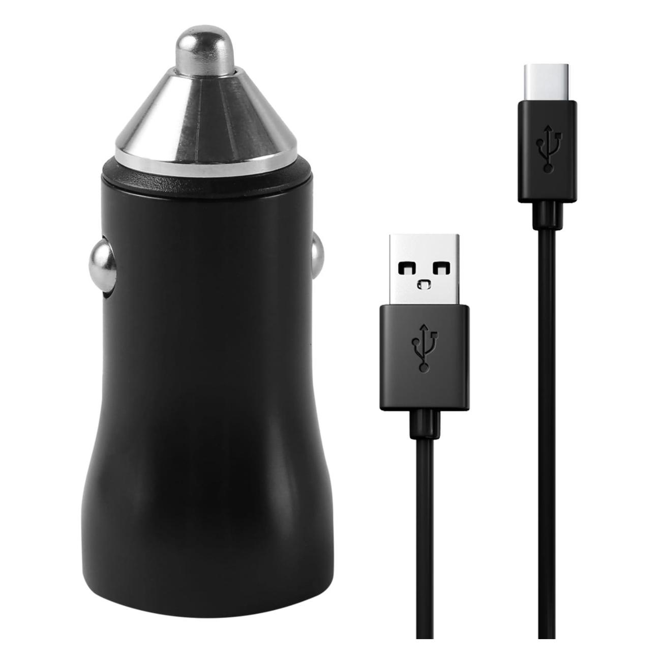 Автомобильное зарядное устройство Red Line AC-22 черное + кабель USB - Type-C