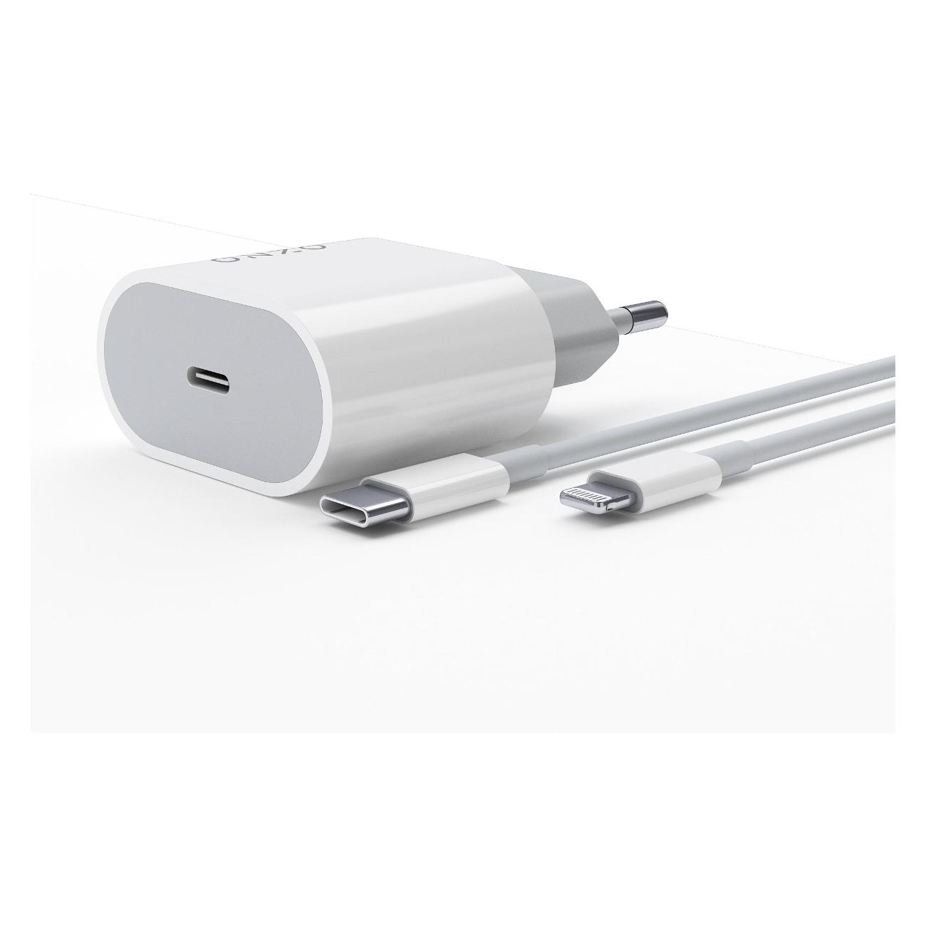 Сетевое зарядное устройство ONZO C-001 + Кабель USB-C/Lightning 1м
