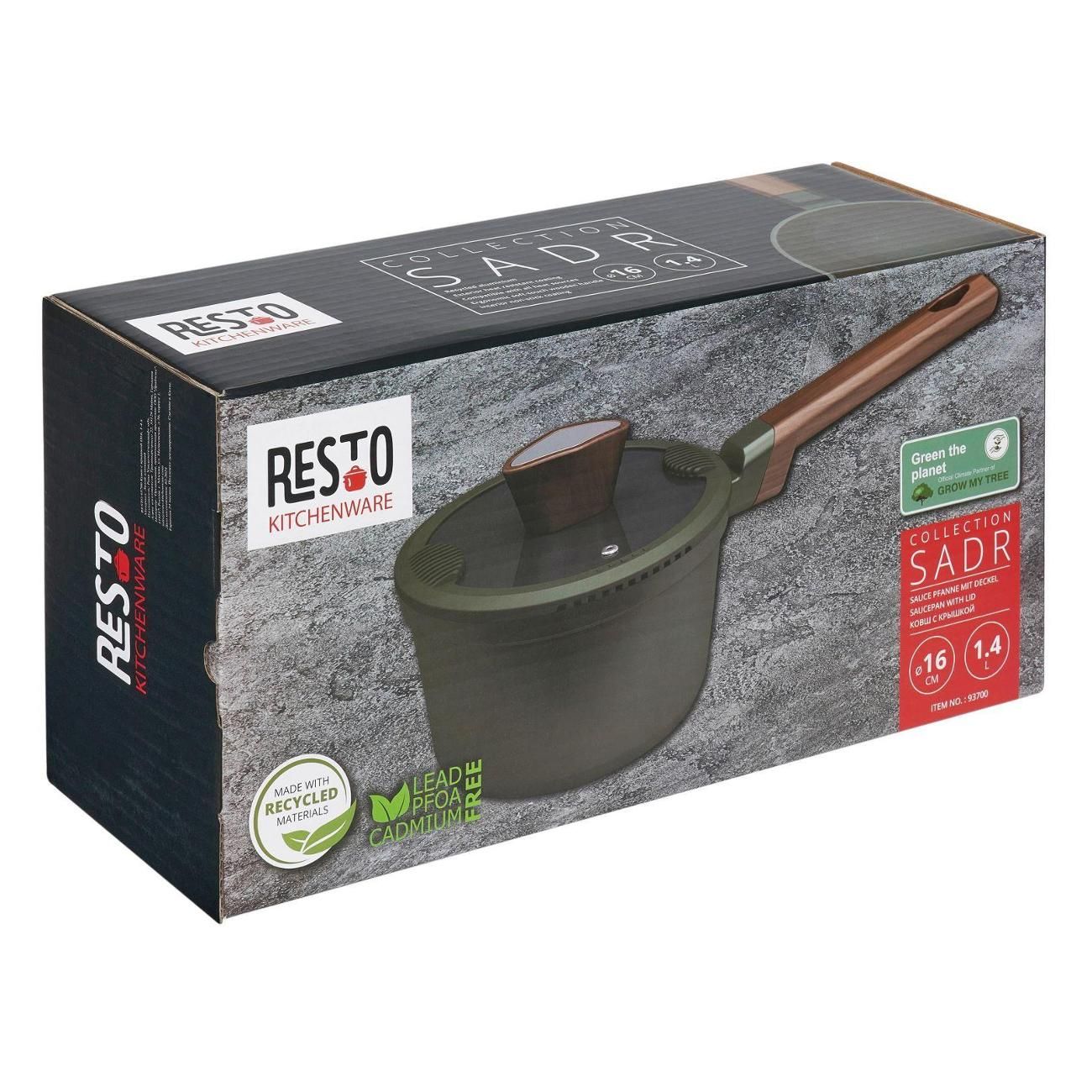 Ковш с антипригарным покрытием Resto 93700 с крышкой, 1.4л