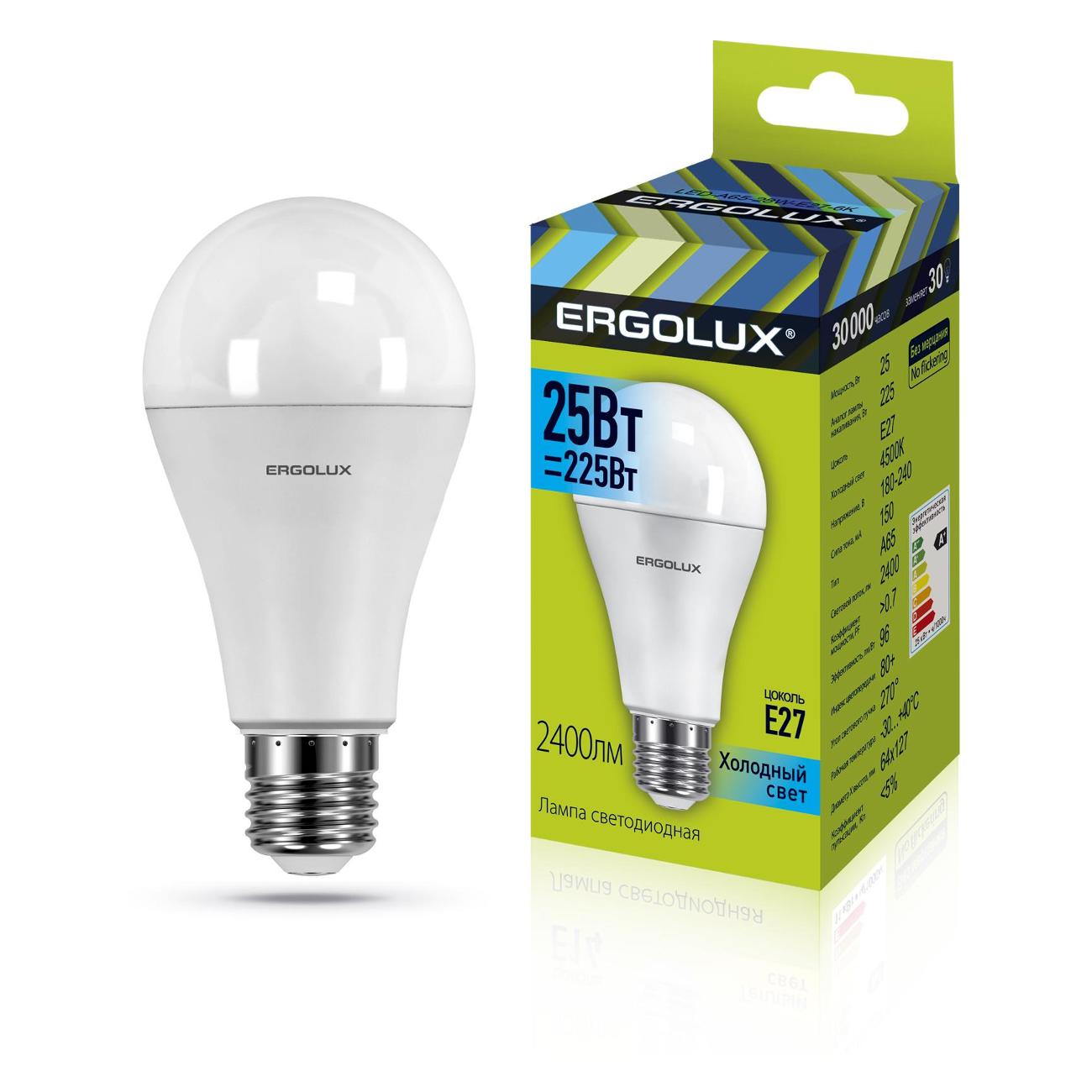 Лампа Ergolux LED-A65-25W-E27-4K (10 шт.)