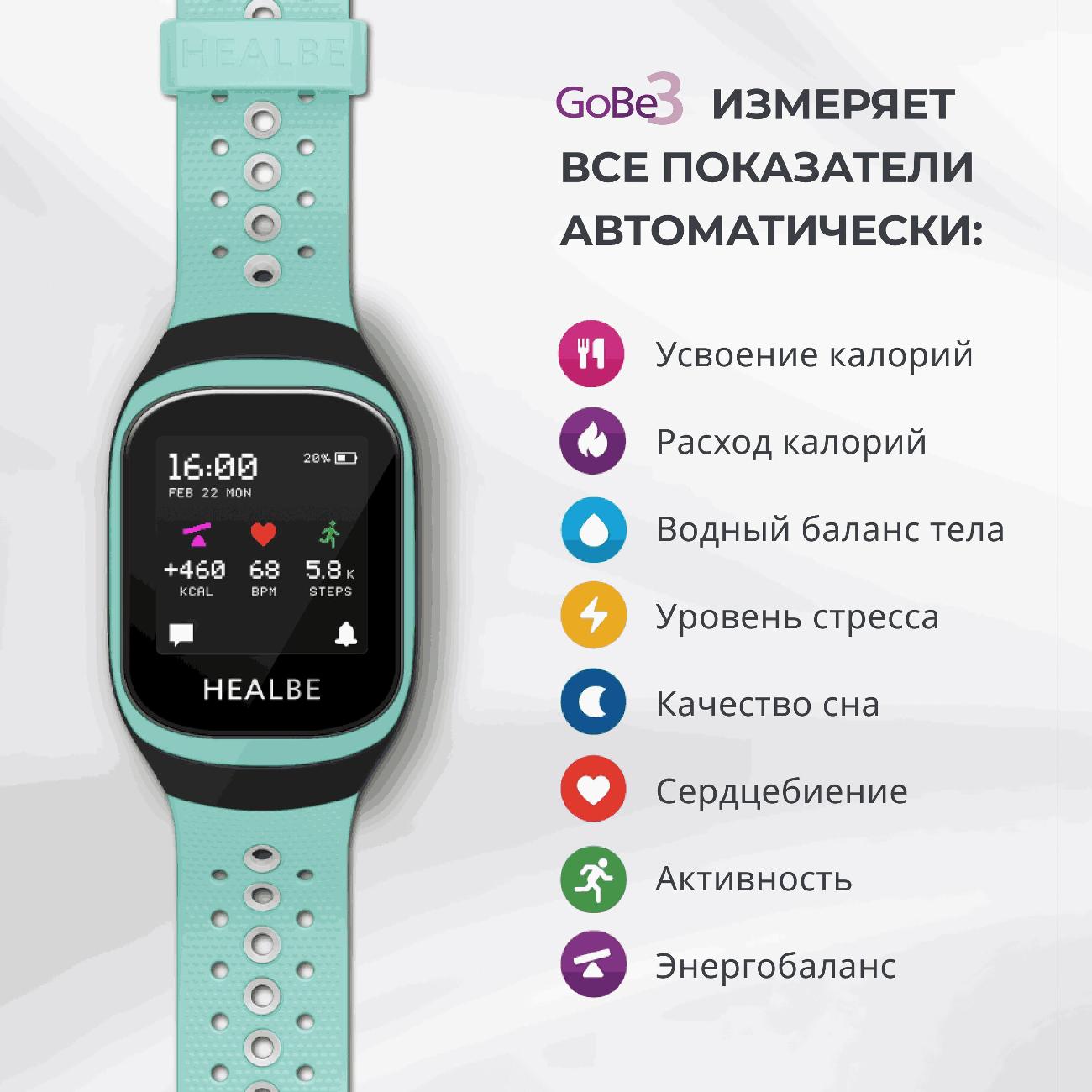 Смарт-часы Healbe GoBe3 аквамарин