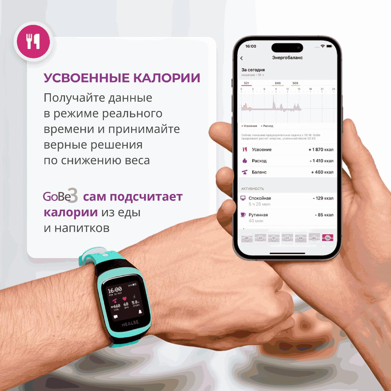 Смарт-часы Healbe GoBe3 аквамарин