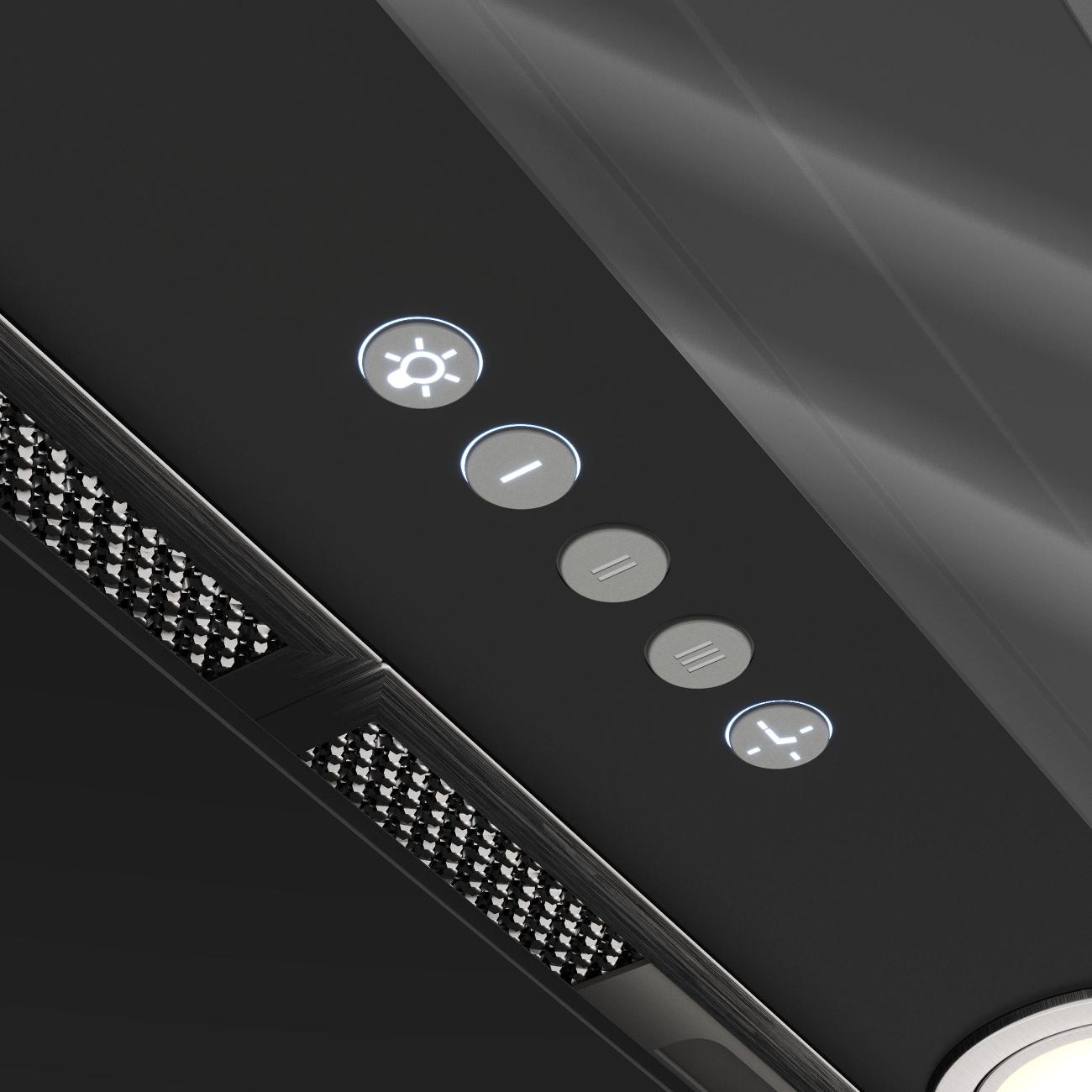 Вытяжка полностью встраиваемая Elikor Sense Glass 60П-1000 черная