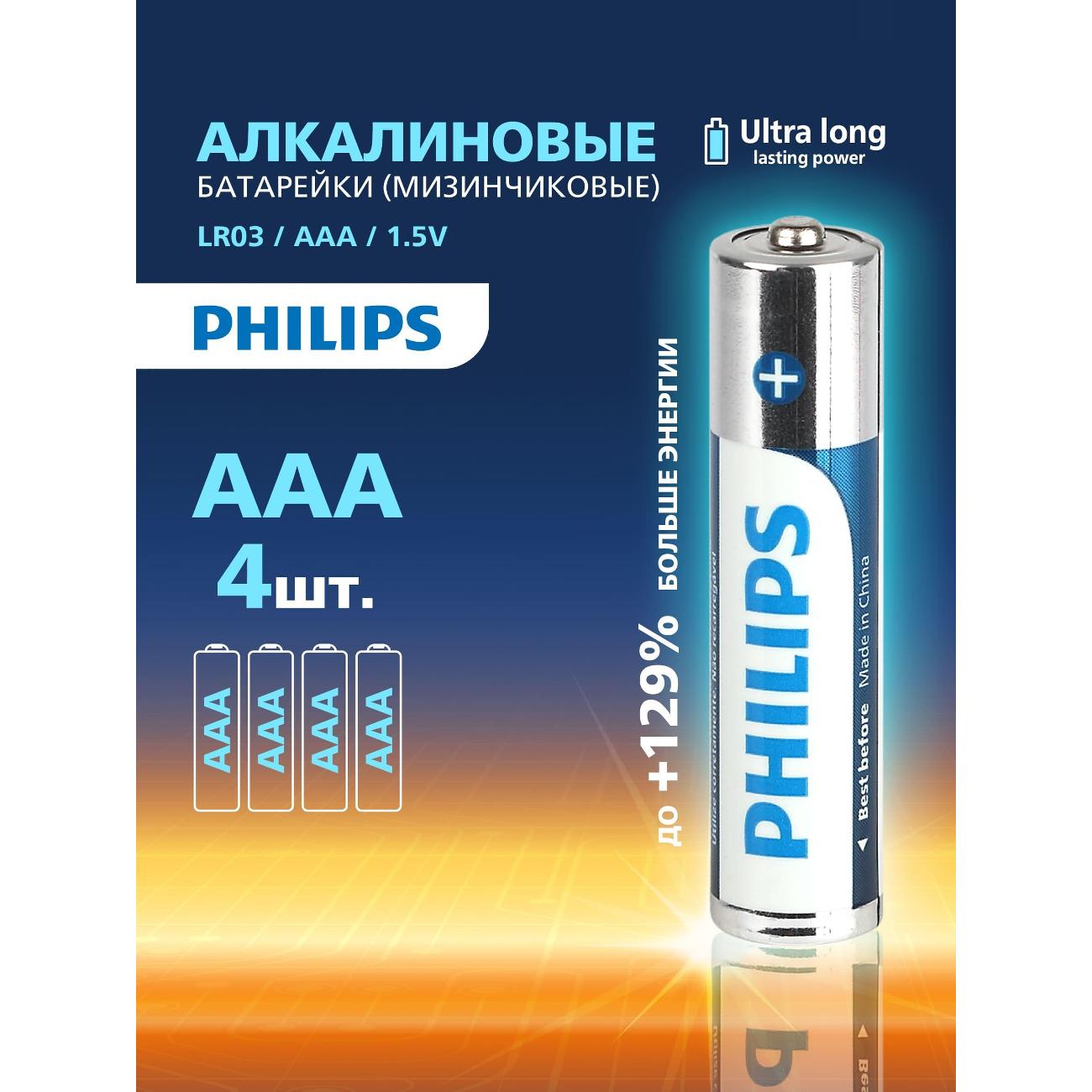 Батарея Philips LR03E4B/51 4 шт