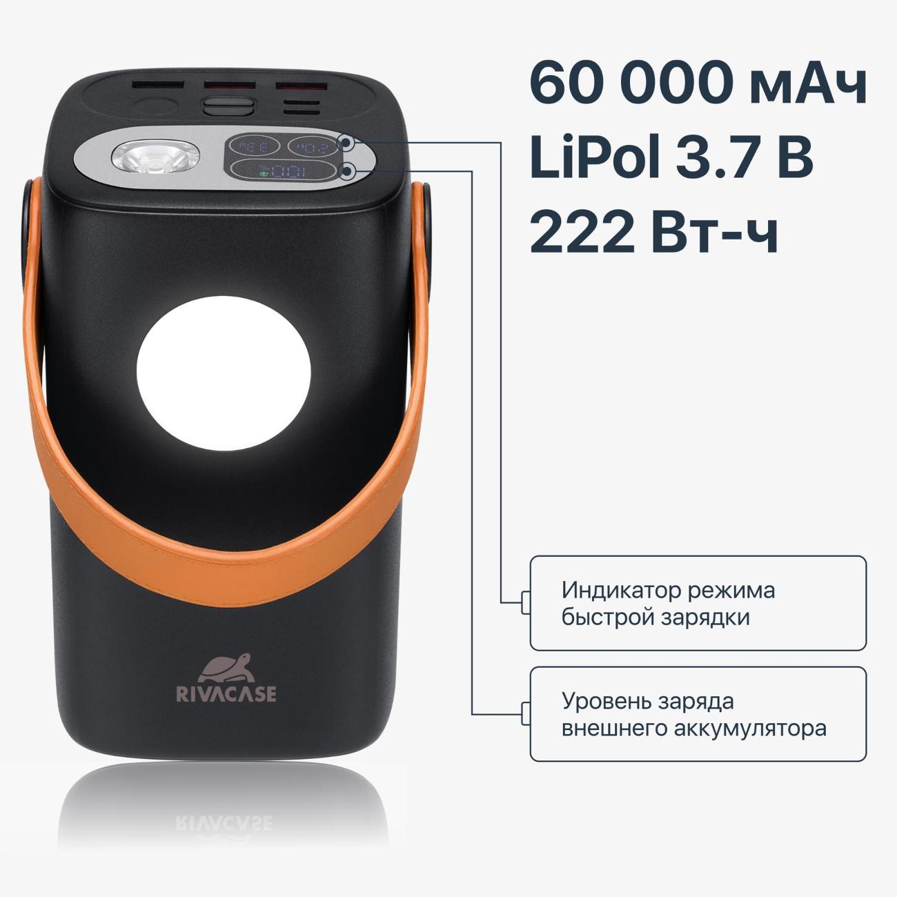Внешний аккумулятор RIVACASE VA1086 60000 mAh PD 100W черный