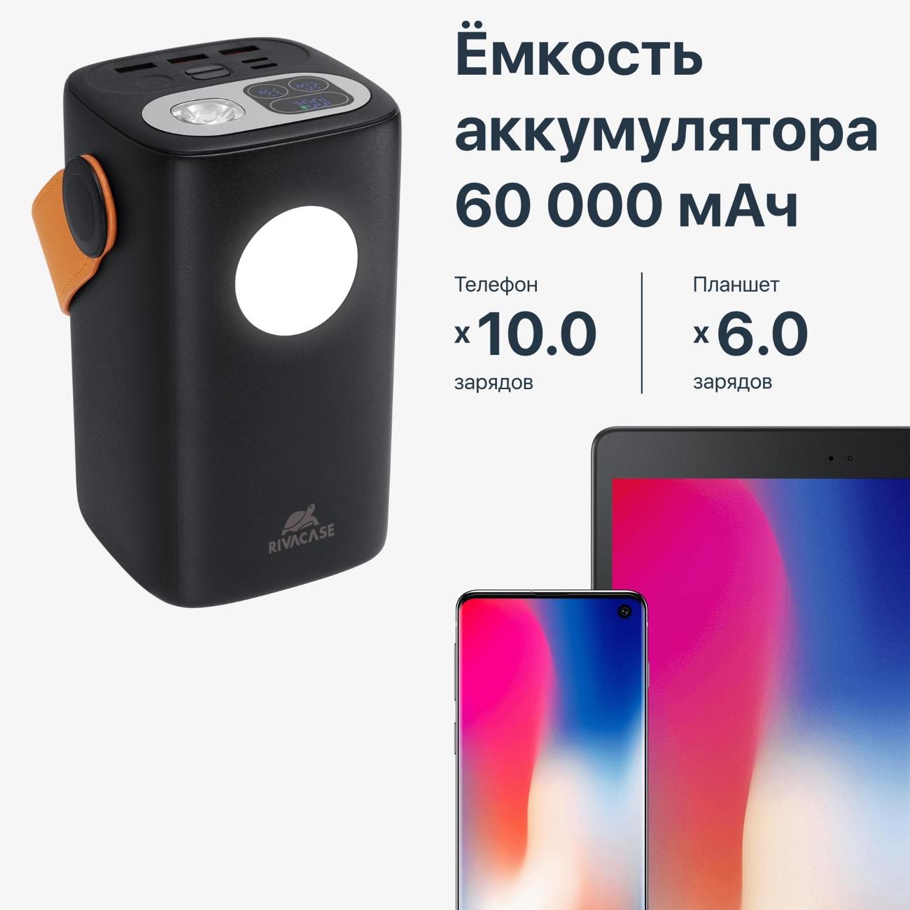 Внешний аккумулятор RIVACASE VA1086 60000 mAh PD 100W черный