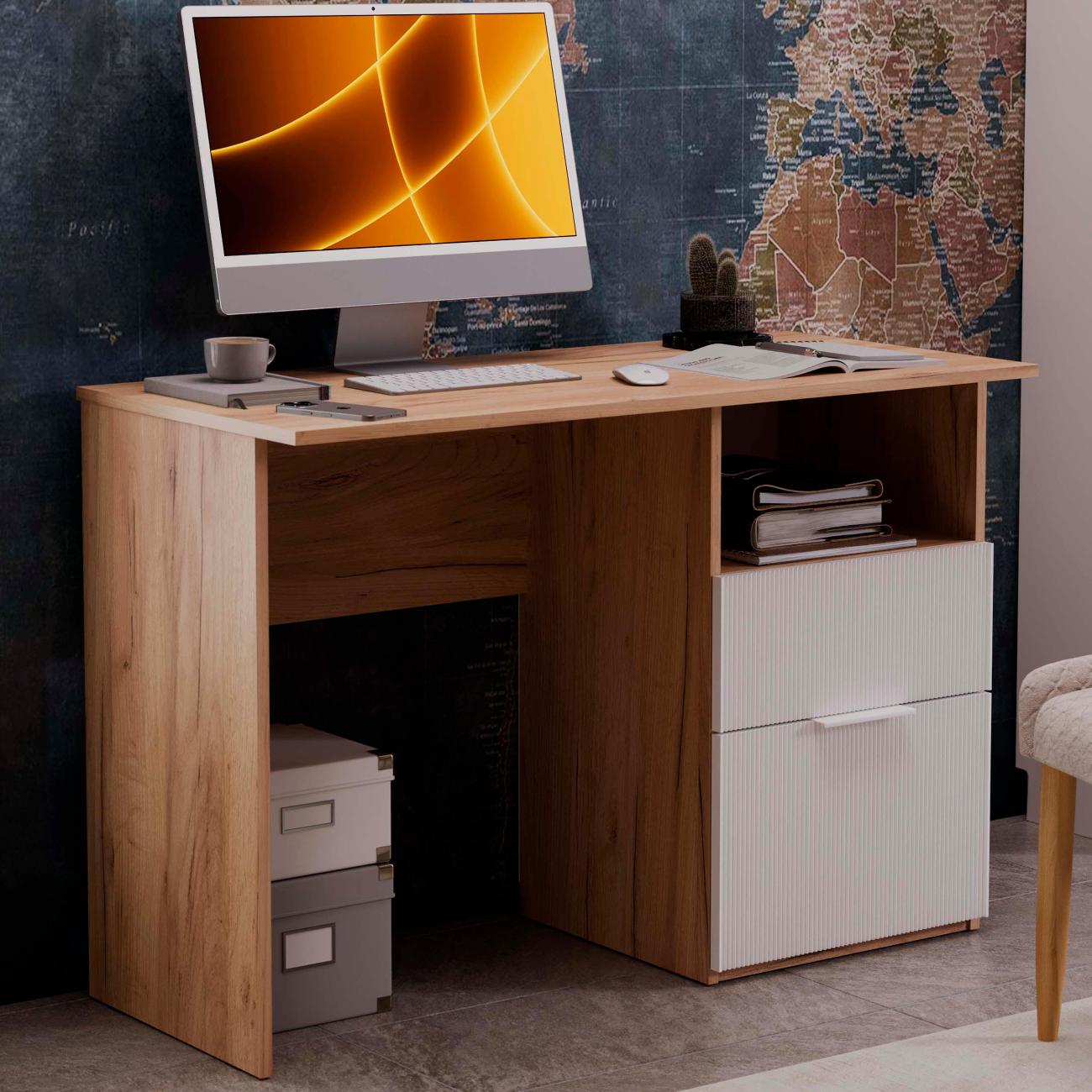 Стол компьютерный Трия Ремикс золотой/белый