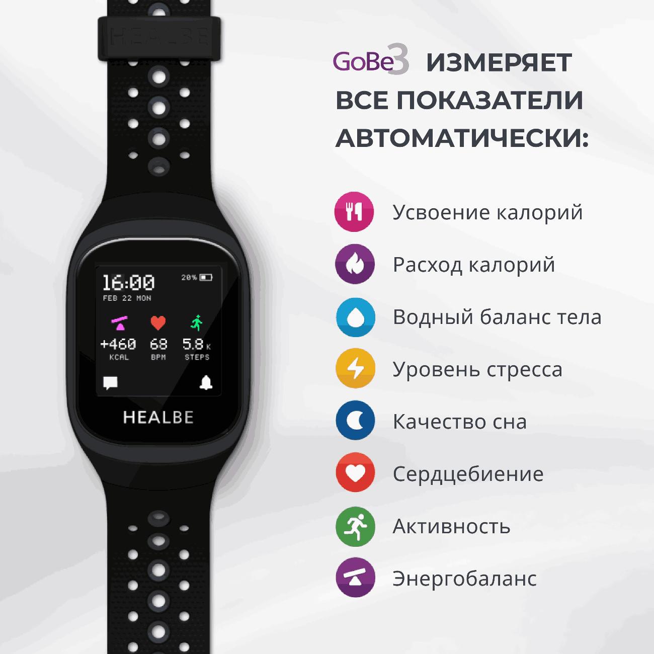Смарт-часы Healbe GoBe3 обсидиан