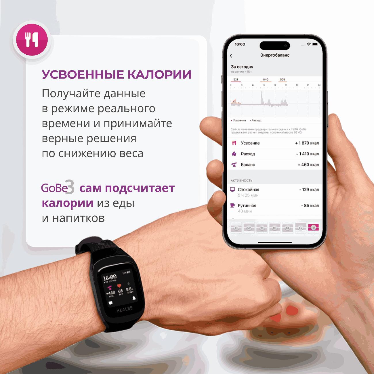 Смарт-часы Healbe GoBe3 обсидиан