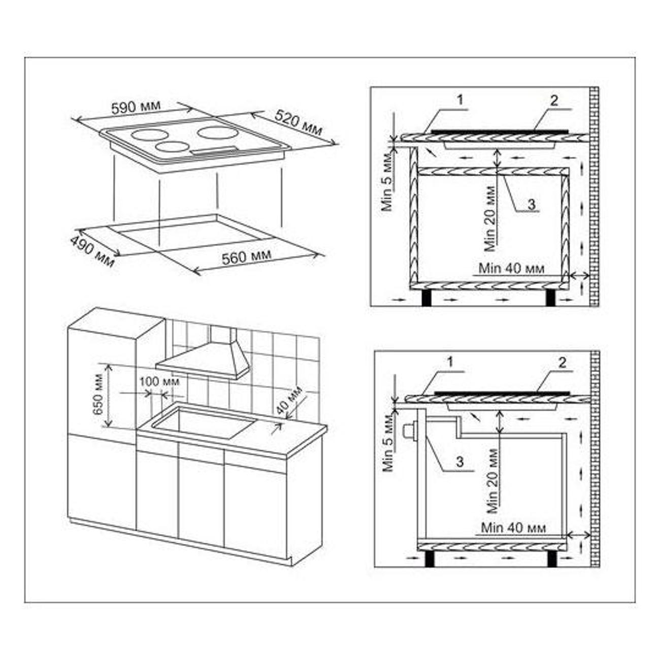 Встраиваемая электрическая панель de luxe 605304.03эви