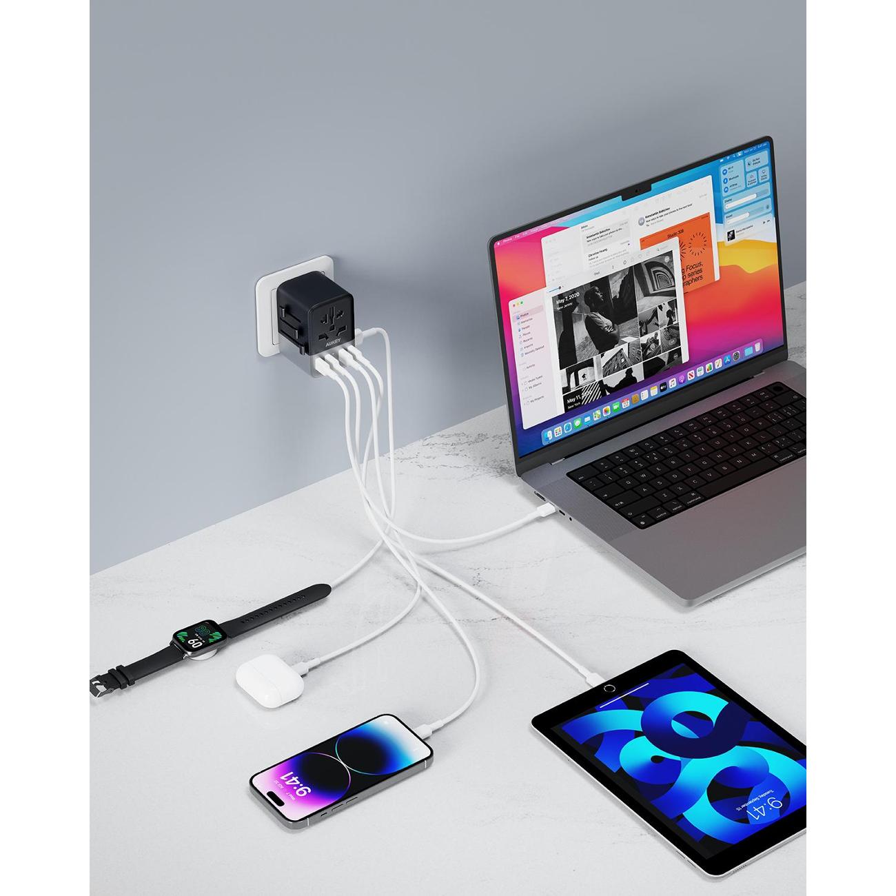 Сетевое зарядное устройство Aukey Universal 65W (PA-TA08A) Gray