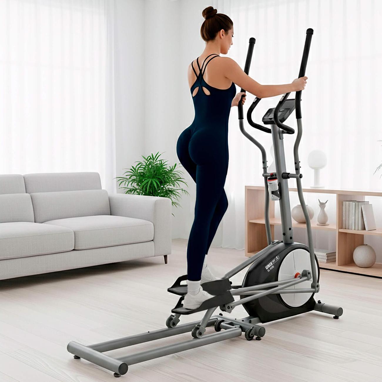 Эллиптический тренажер для дома UnixFit SL-430E электромагнитный, до 130 кг, шаг 43 см, маховик 8 кг, 16 уровней нагрузки