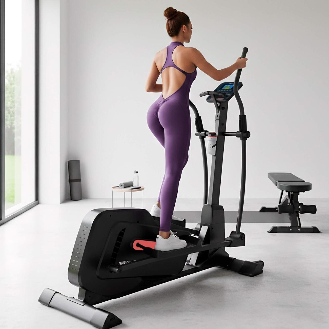 Эллиптический тренажер для дома UnixFit SL-400XE электромагнитный, до 140 кг, шаг 41 см, маховик 9 кг, 16 уровней нагрузки