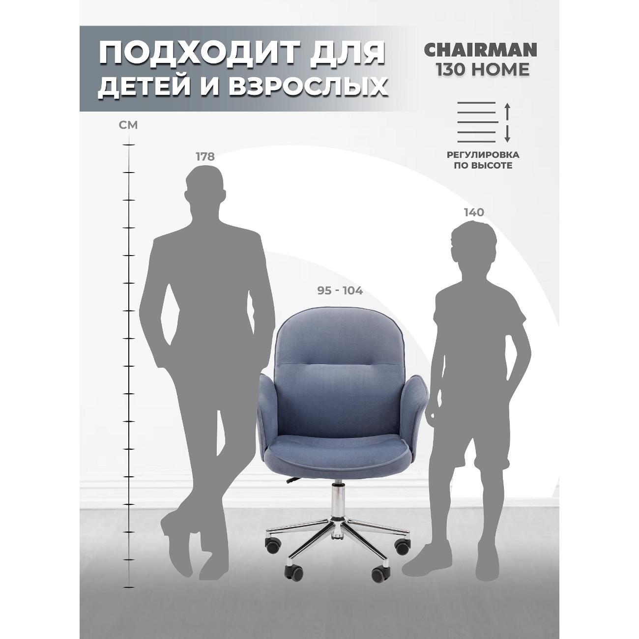 Кресло компьютерное Chairman 130 ткань велюр голубой