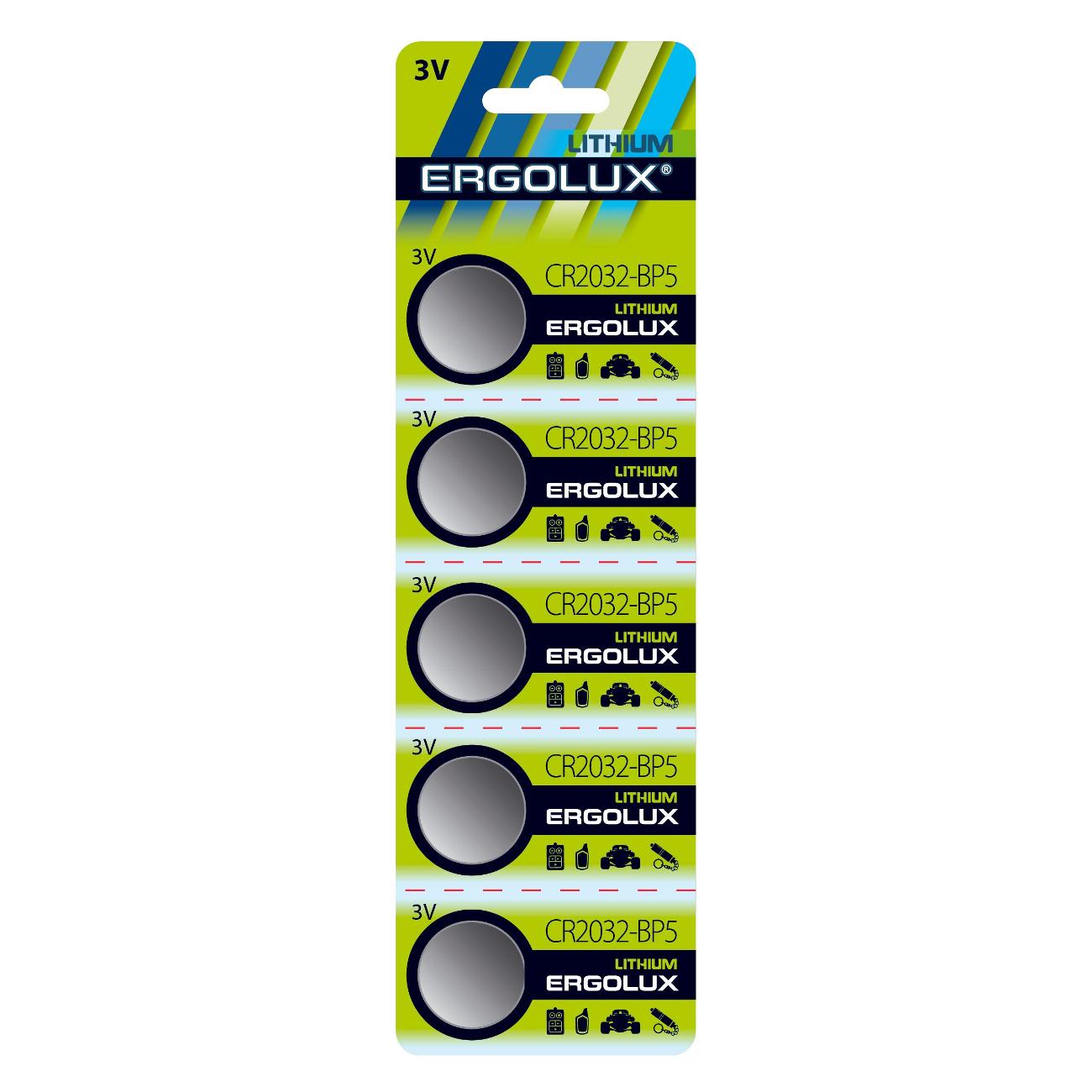 Батарейка литиевая Ergolux CR2032-BP5 фото