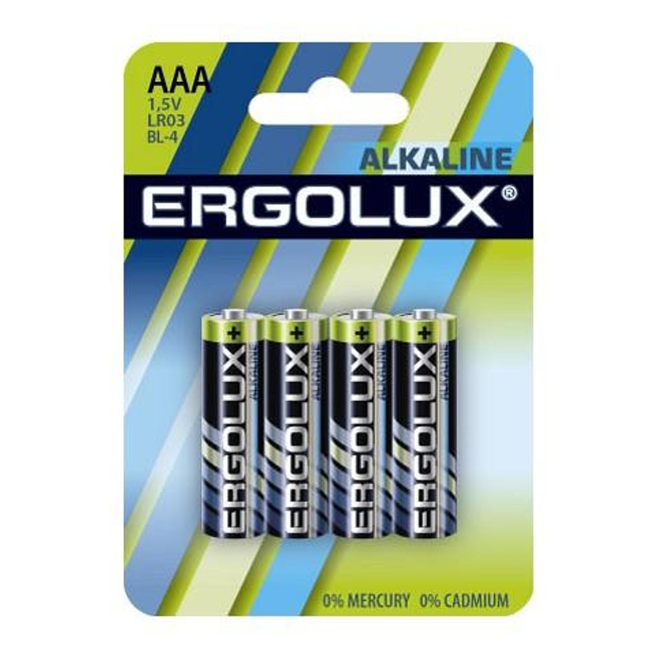 Батарейка алкалиновая (щелочная) Ergolux LR03 BL-4