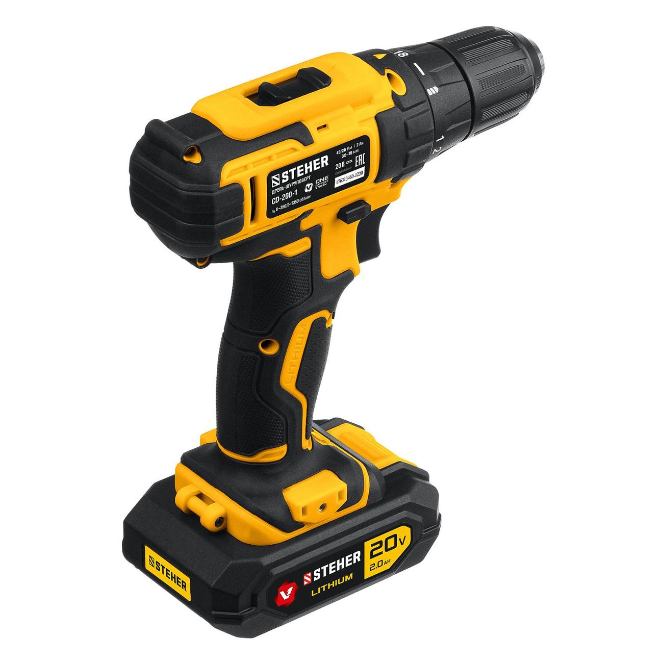Шуруповерт аккумуляторный Steher 20 В 1 АКБ в кейсе (CD-200-1)