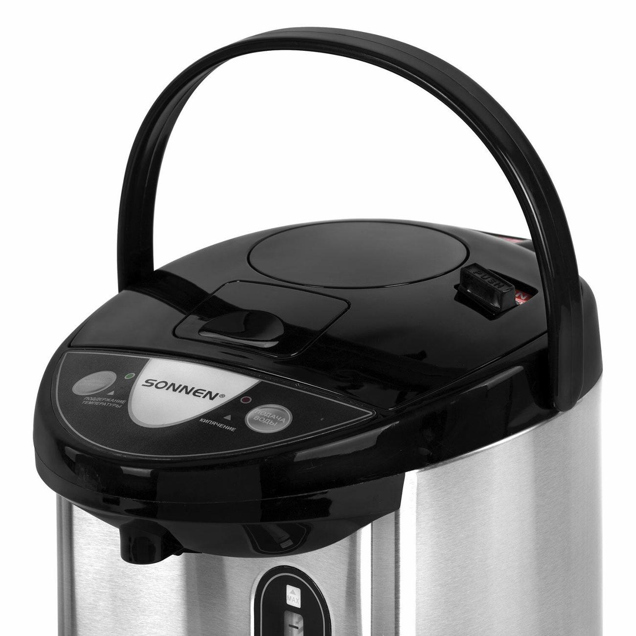 Термопот Sonnen TP-38, 4 л черный/ серебристый