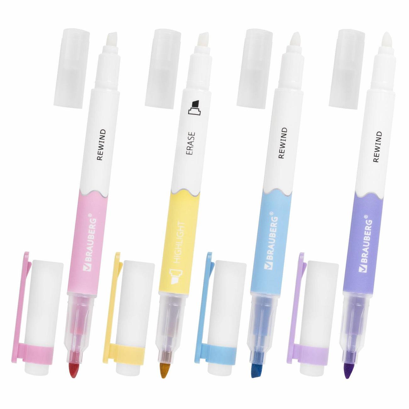 Текстовыделитель Brauberg СТИРАЕМЫЕ REWIND 4 цвета