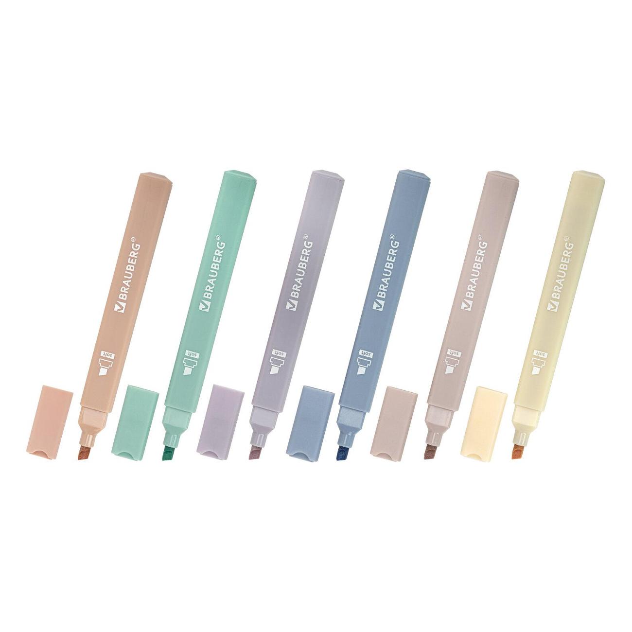 Текстовыделитель Brauberg Morandi, 6 цветов