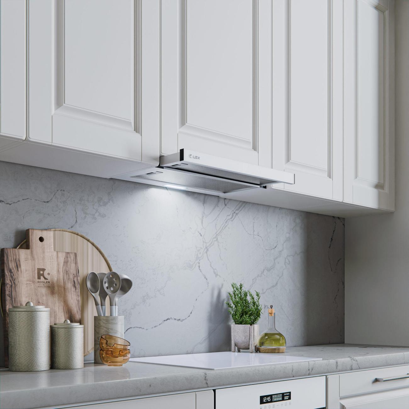 Вытяжка полностью встраиваемая LEX Hide 600 White