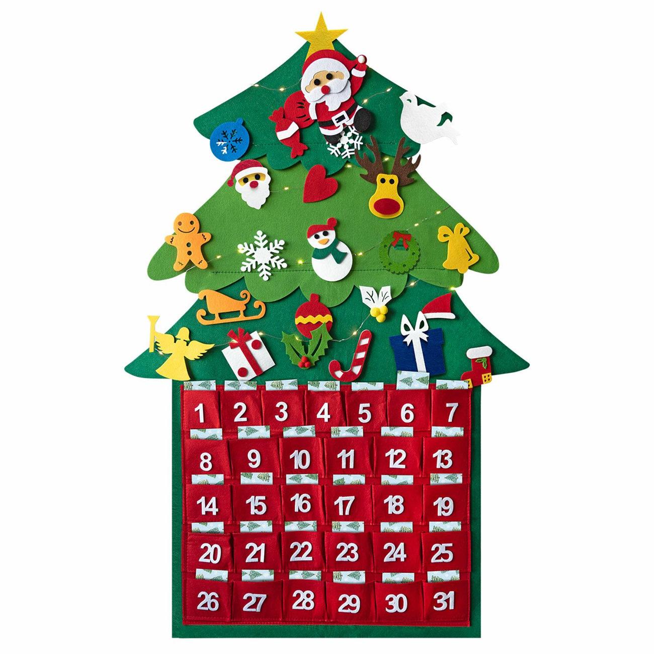 Адвент-календарь Золотая сказка Фетровый с гирляндой 592140