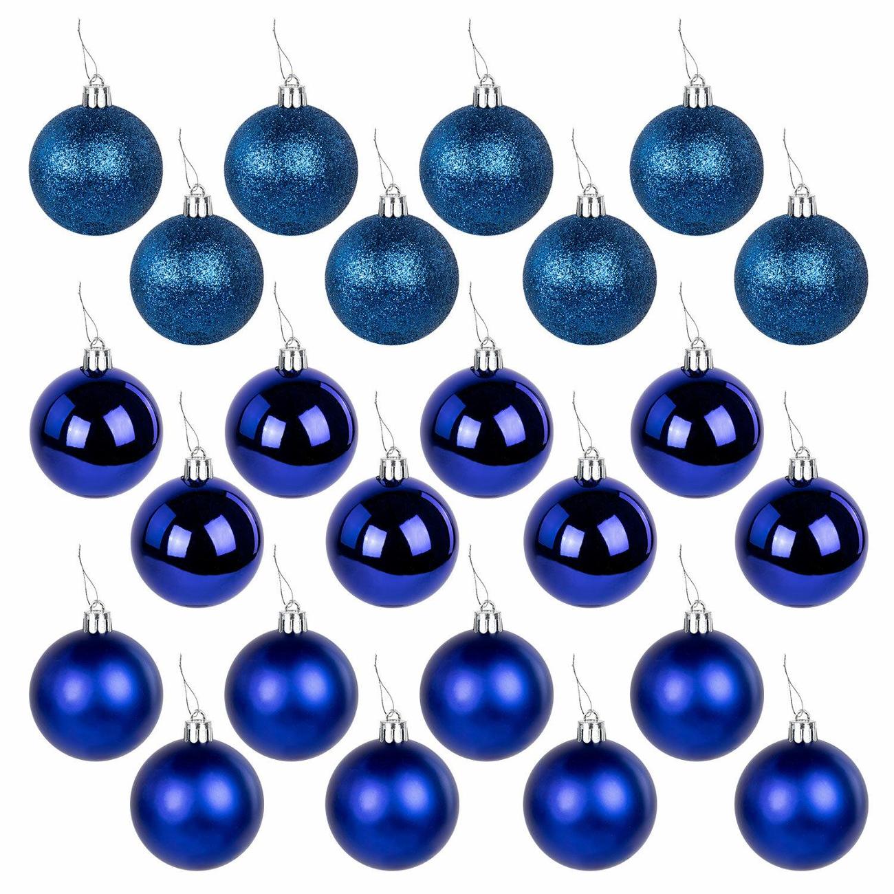 Шары елочные Золотая сказка Trio 24шт 6см глян/мат/глит синие