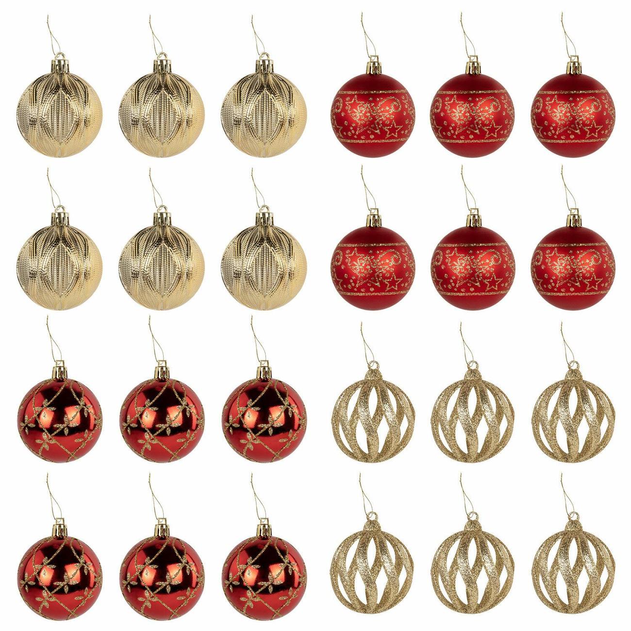 Шары елочные Золотая сказка Red&Gold 24шт 6см красные/золото