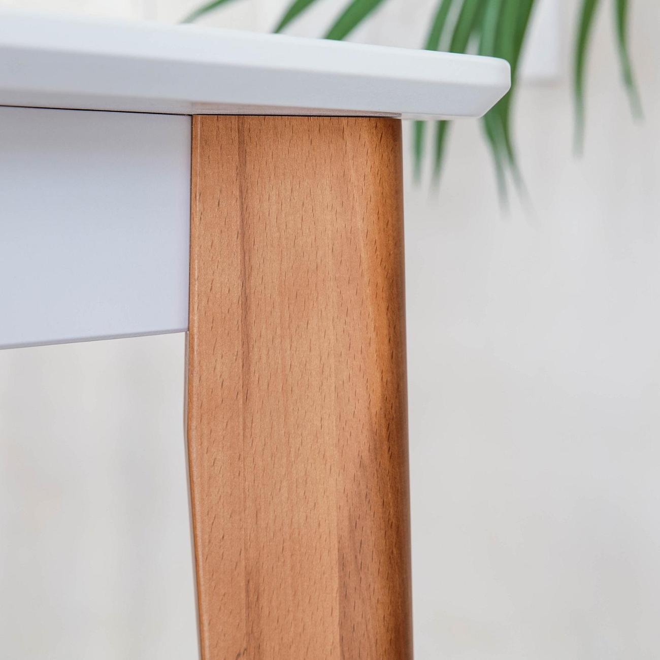 Стол обеденный Skyland LYKKE TS-110 белый/ бук 110х70х75