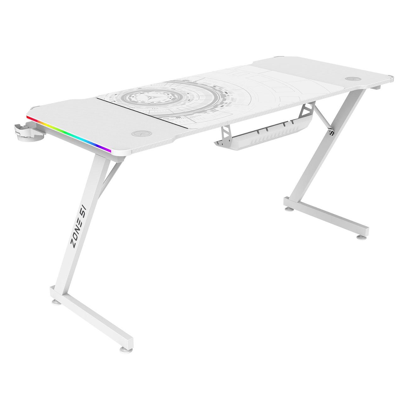 Стол компьютерный игровой ZONE 51 TRINE 140 RGB White Z51-T4R-WH