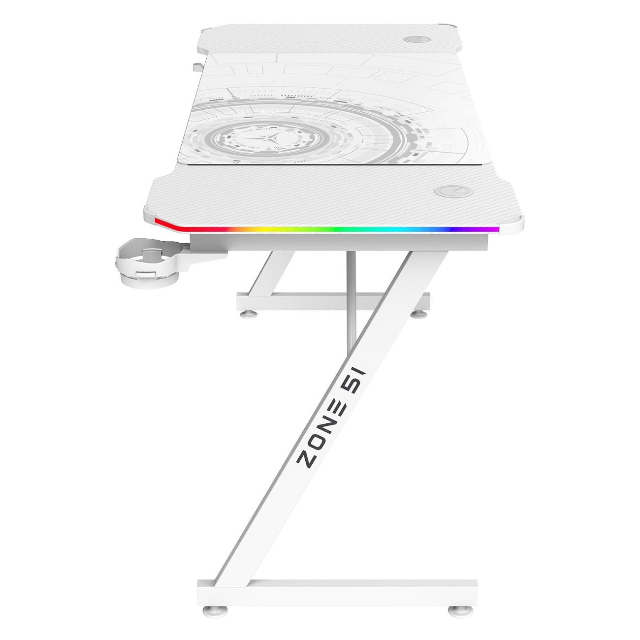 Стол компьютерный игровой ZONE 51 TRINE 140 RGB White Z51-T4R-WH