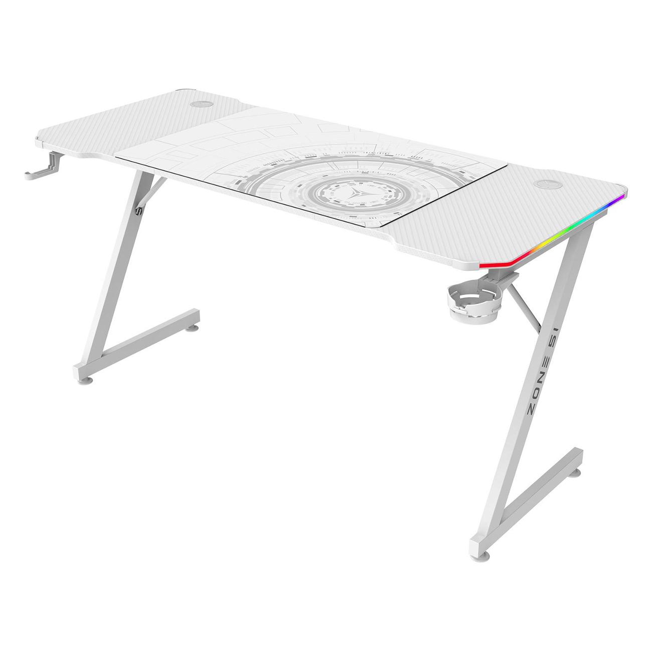 Стол компьютерный игровой ZONE 51 TRINE 140 RGB White Z51-T4R-WH