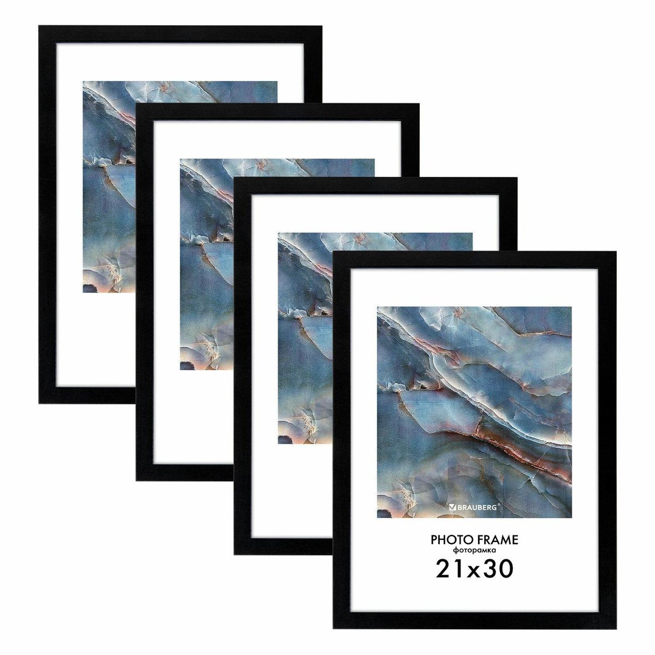 Рамка для оформления Brauberg 21х30 см 4 шт Basic черная 391259
