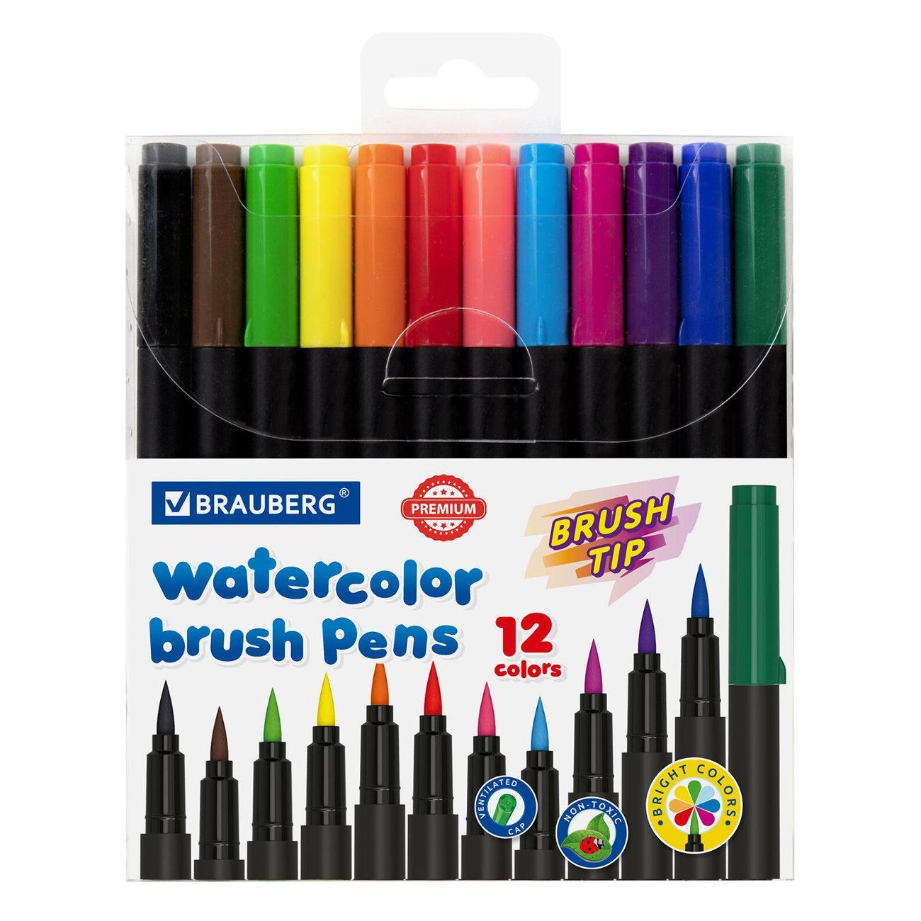 Фломастер Brauberg PREMIUM 12цв наконечник-кисть 152195