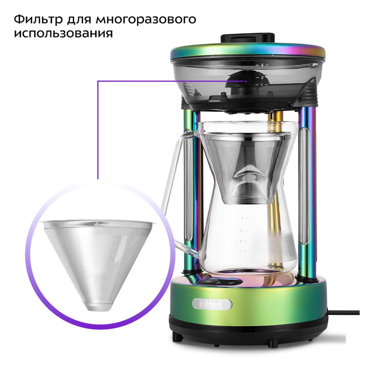 Кофеварка капельного типа Kitfort Кемекс КТ-7488