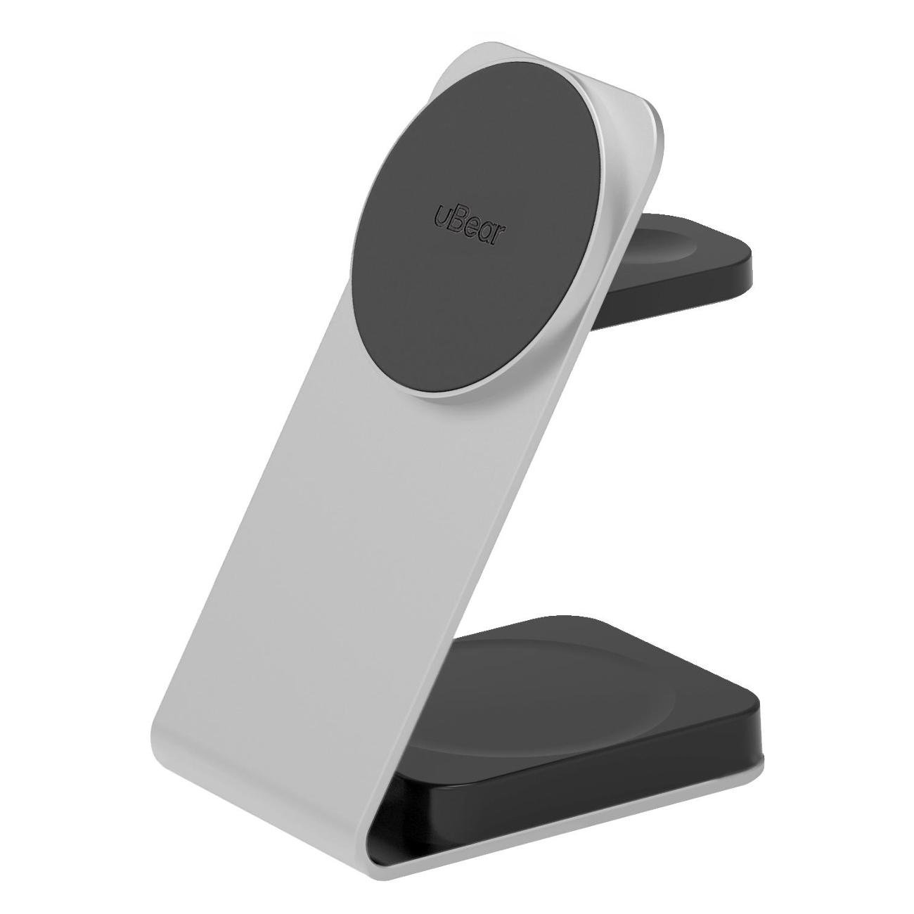 Беспроводное зарядное устройство uBear Level Pro 3in1 Apple Watch Silver