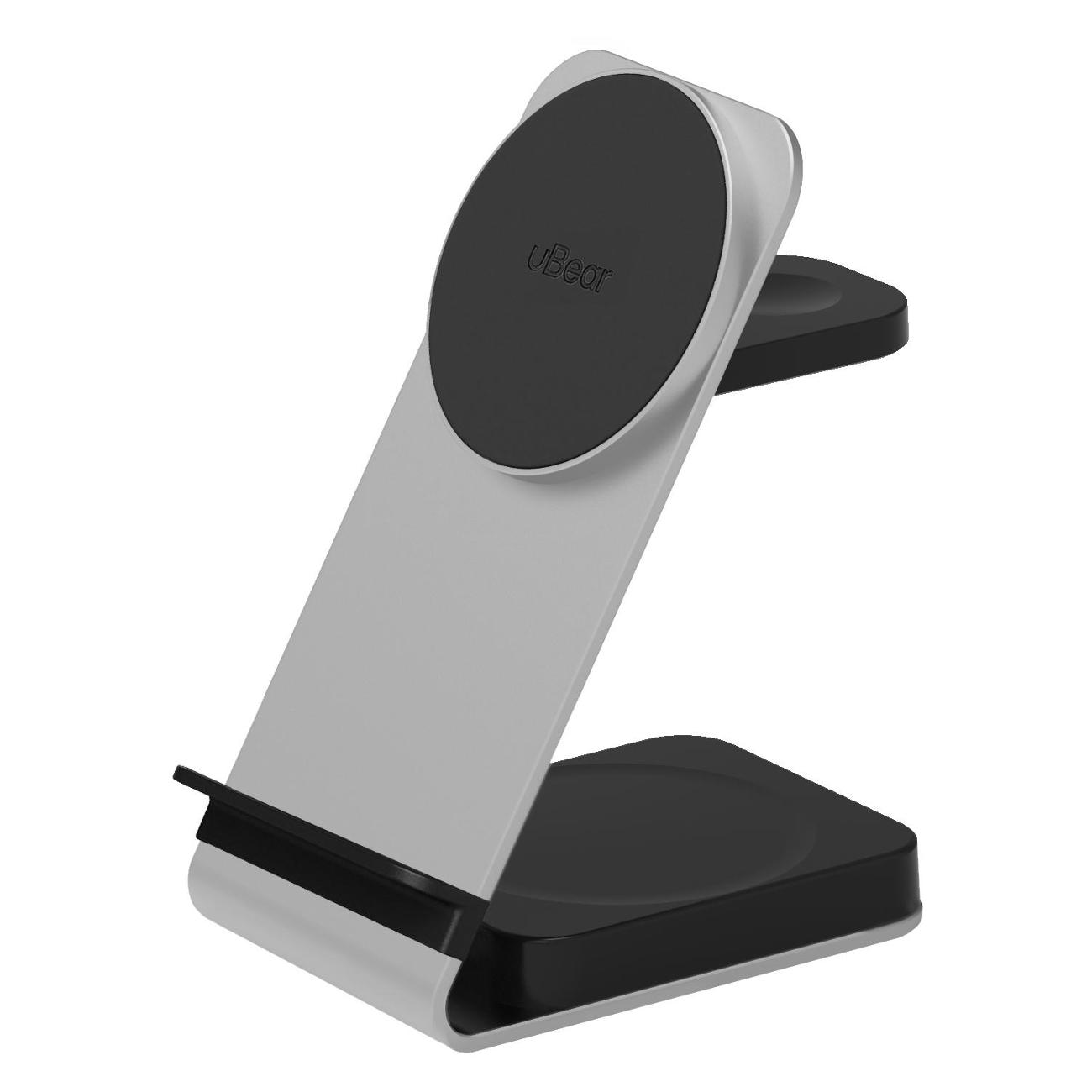 Беспроводное зарядное устройство uBear Level Pro 3in1 Galaxy Watch Silver фото