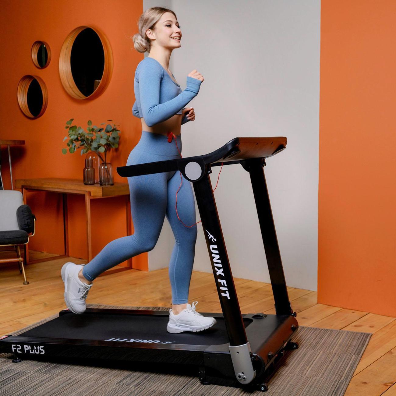 Беговая дорожка для дома UnixFit высокотехнологичная / Hi-tech F2 PLUS, складная, бесконтактное управление, пиковая мощность 3 л.с. до 120 кг, скорость 1-16 км/ч, угол наклона 0-15%