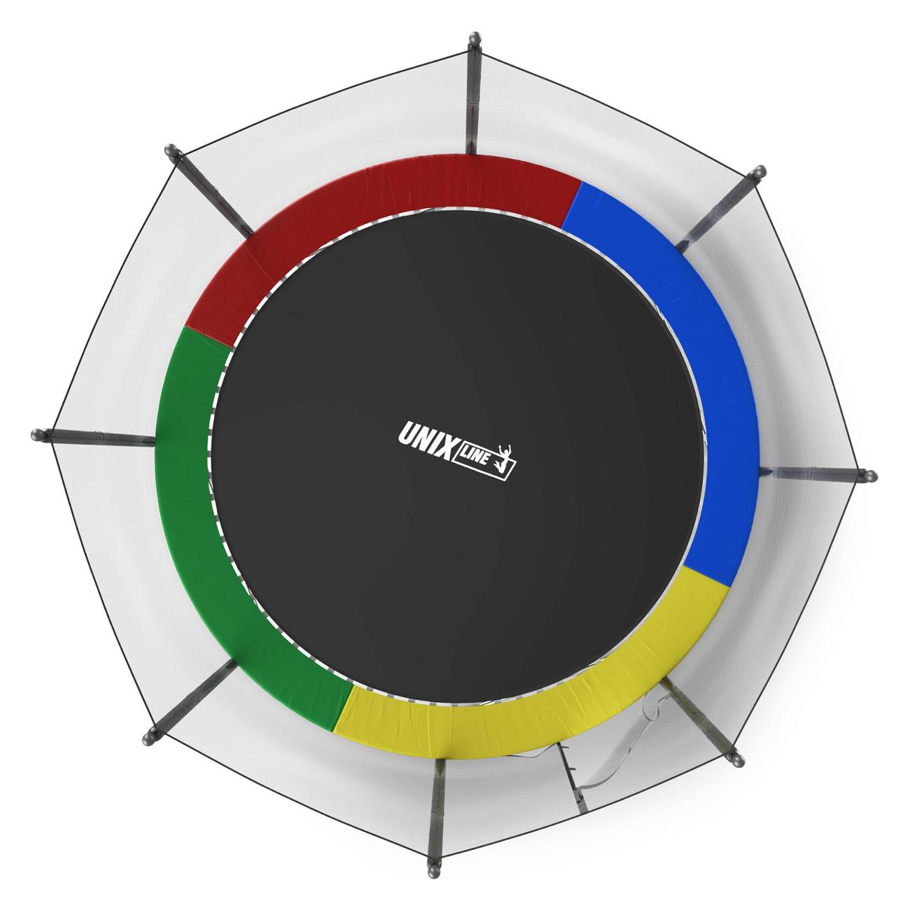 Батут каркасный UNIX line Simple 12 ft с внешней защитной сеткой, общий диаметр 366 см, до 150 кг, большой, детский батут для улицы, цветной