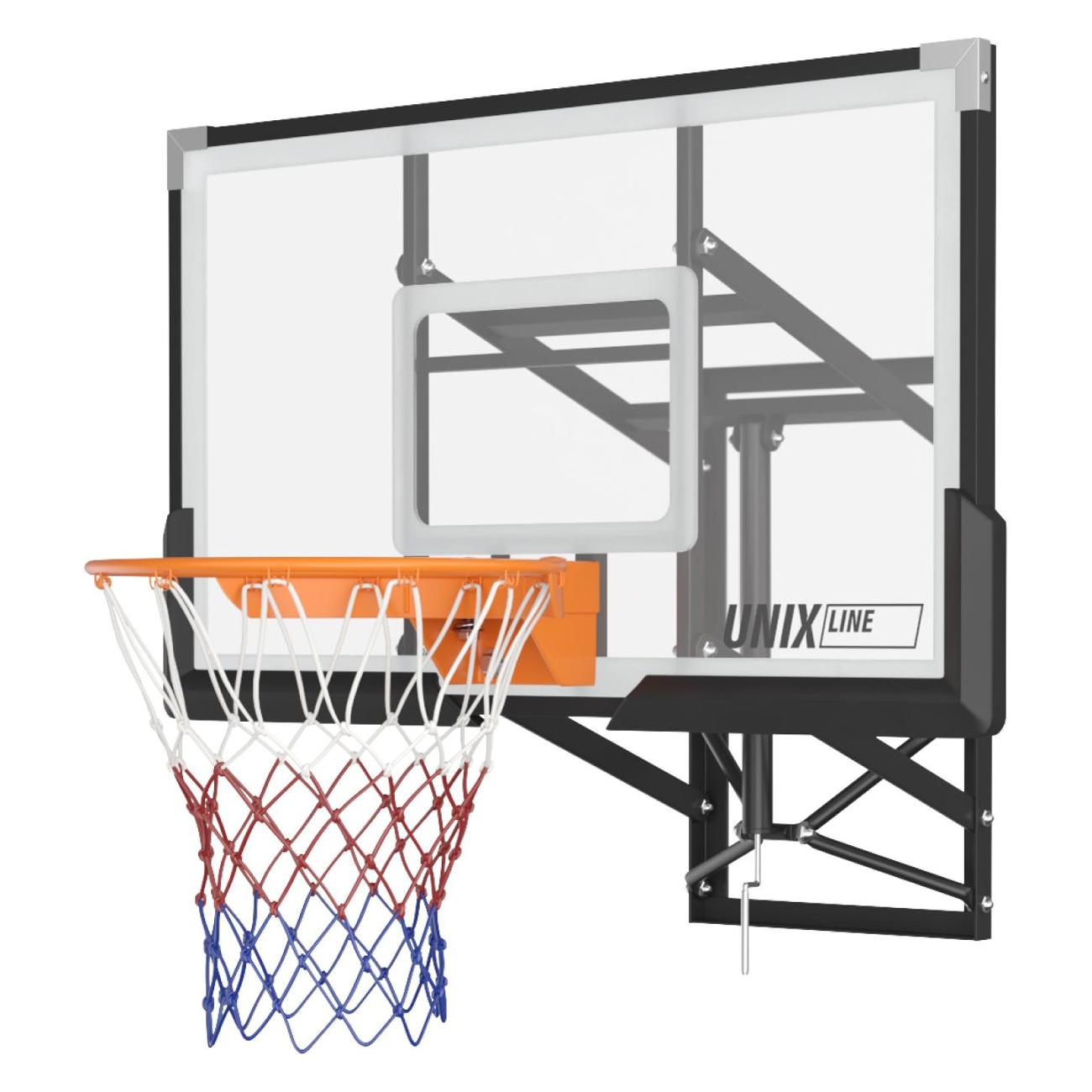 Баскетбольный щит из поликарбоната в стальной раме UNIX line размер щита 140х80 см (50"x32"), диаметр кольца R45