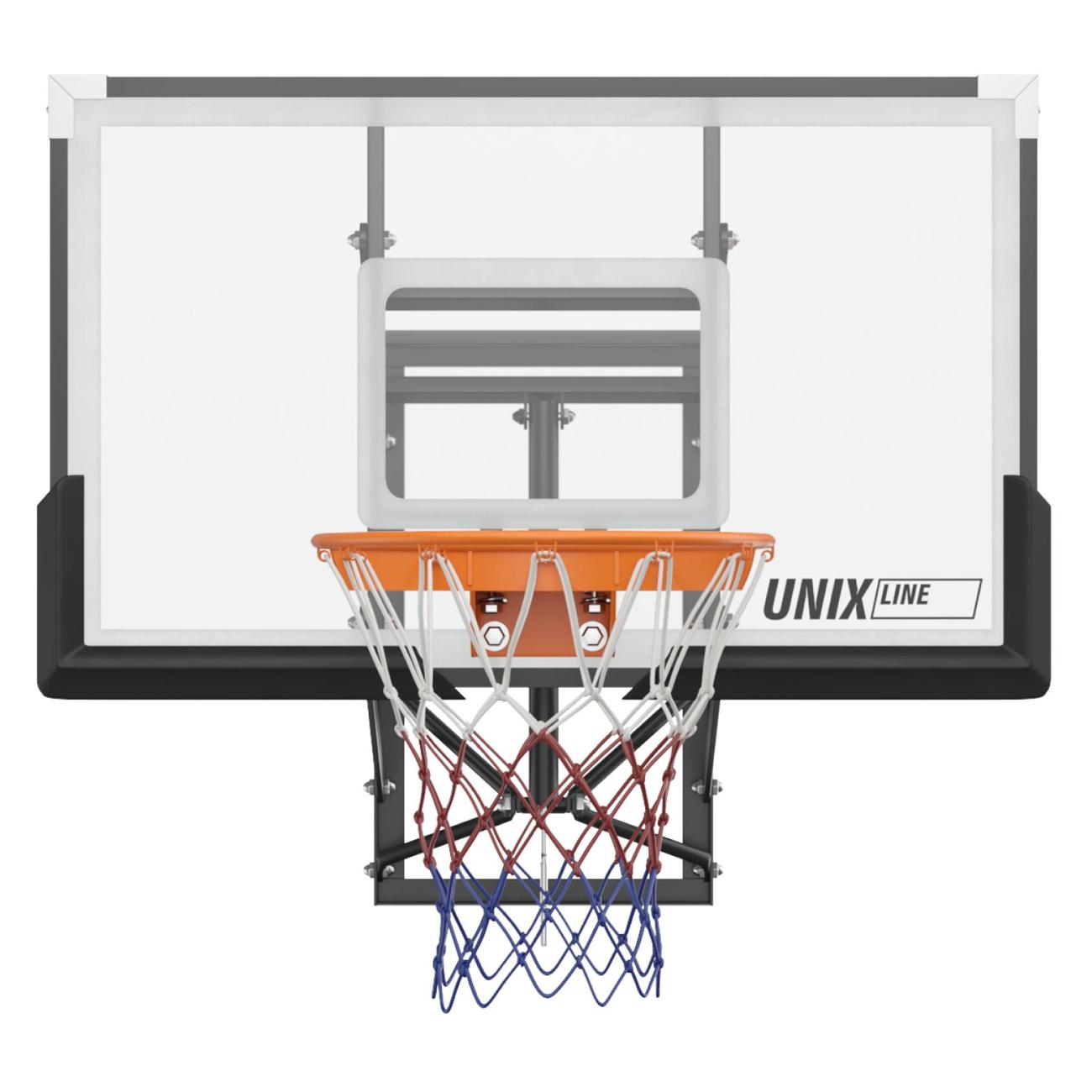 Баскетбольный щит из поликарбоната в стальной раме UNIX line размер щита 140х80 см (50"x32"), диаметр кольца R45