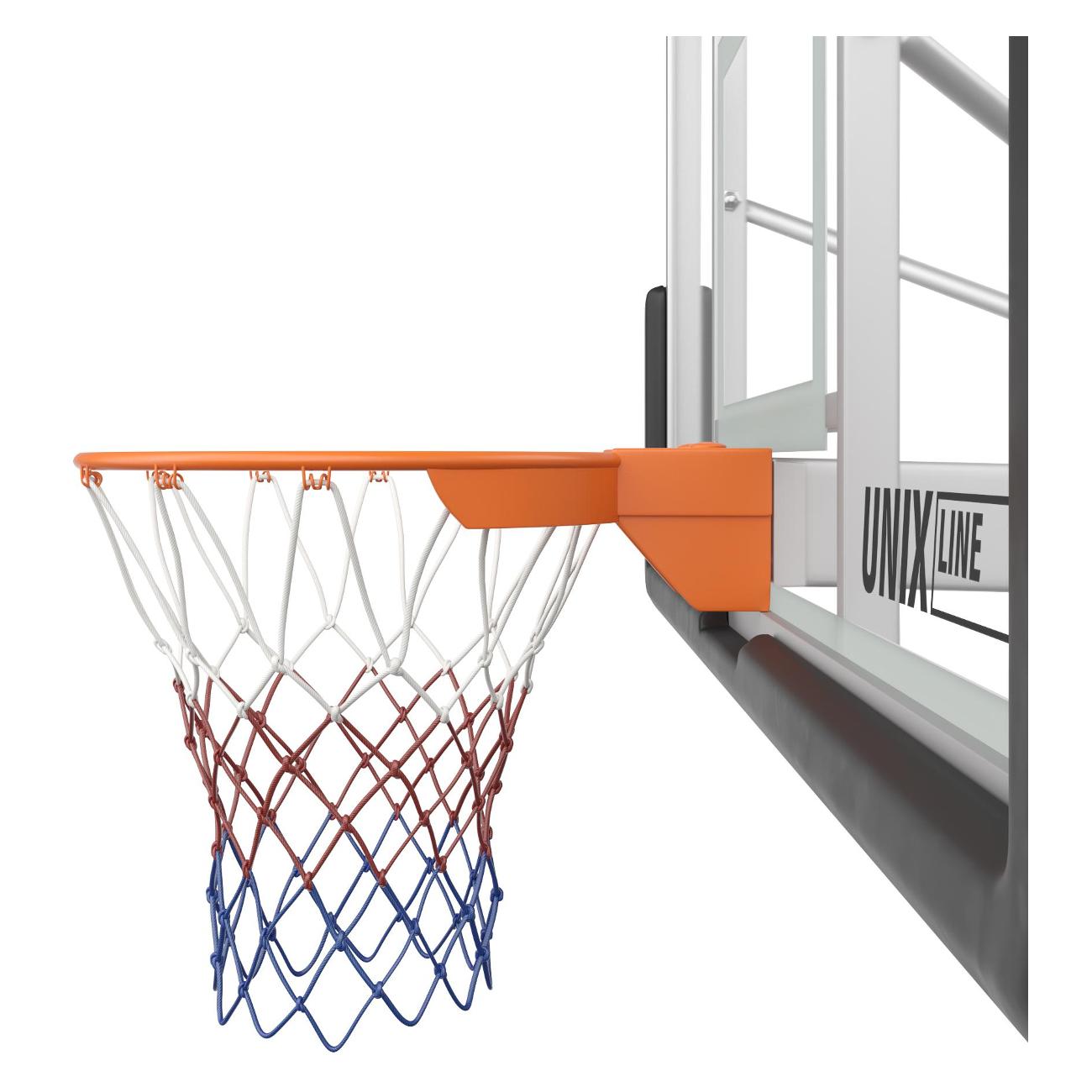 Баскетбольная стойка UNIX line щит из поликарбоната в стальной раме / B-Stand-PC рабочая высота 305 см, размер в сложенном виде 120 см, щит 180х105 см (72"x42), диаметр кольца R45