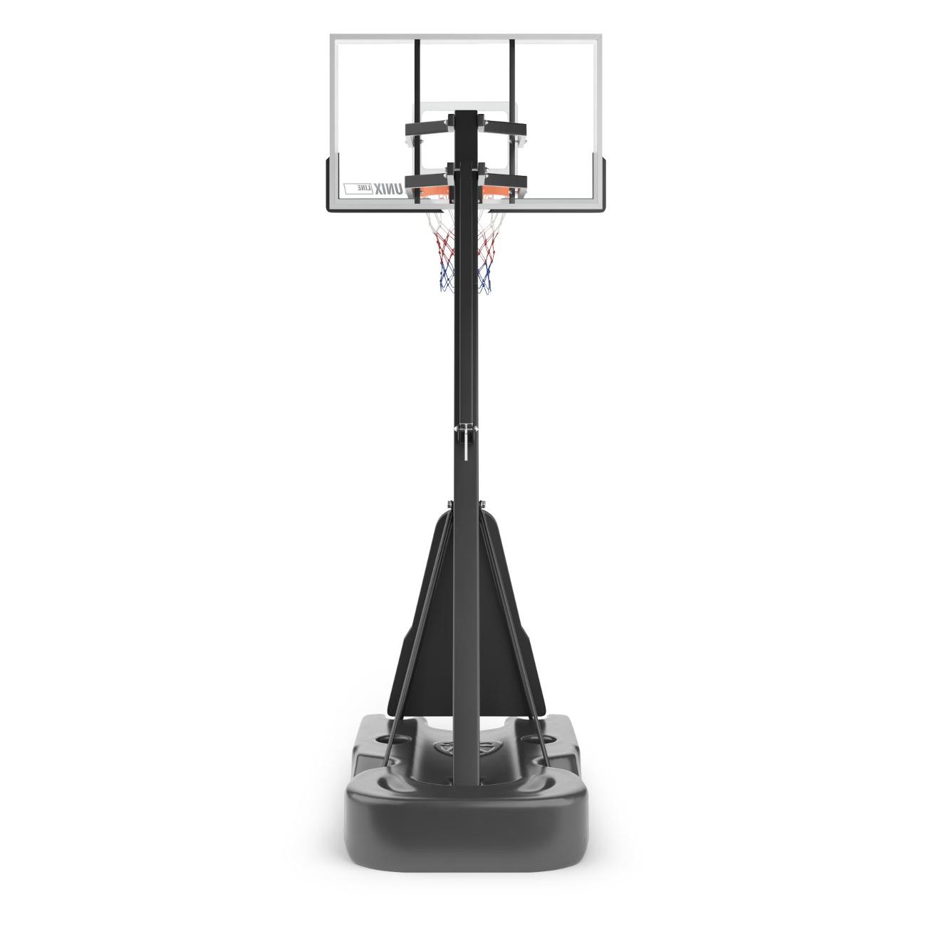 Баскетбольная стойка UNIX line щит из закаленного стекла в стальной раме / B-Stand-TG с регулировкой высоты 230-305 см, щит 140х82 см (54x32"), диаметр кольца R45