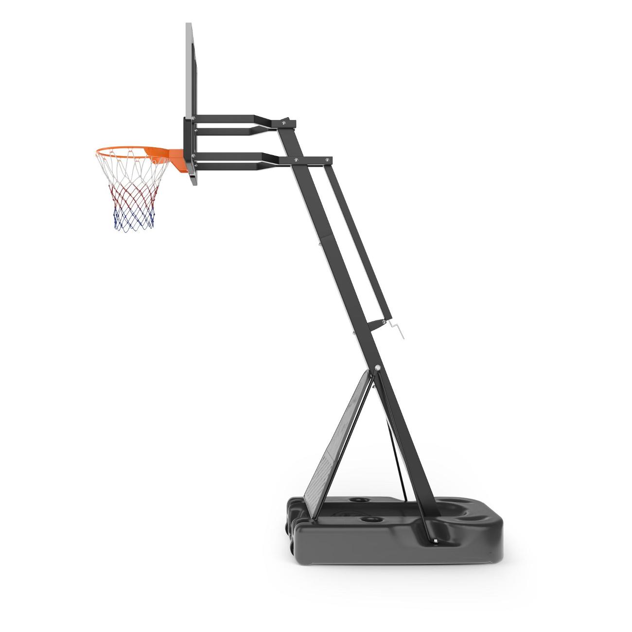 Баскетбольная стойка UNIX line щит из закаленного стекла в стальной раме / B-Stand-TG с регулировкой высоты 230-305 см, щит 140х82 см (54x32"), диаметр кольца R45