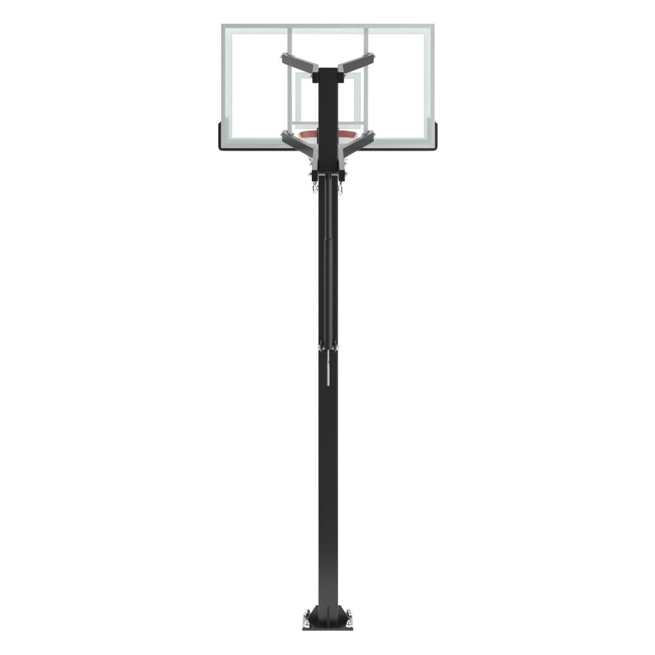 Баскетбольная стойка стационарная UNIX line щит из поликарбоната в стальной раме / B-Stand-PC с регулировкой высоты 230-305 см, щит 180х105 см (72"x42"), диаметр кольца R45