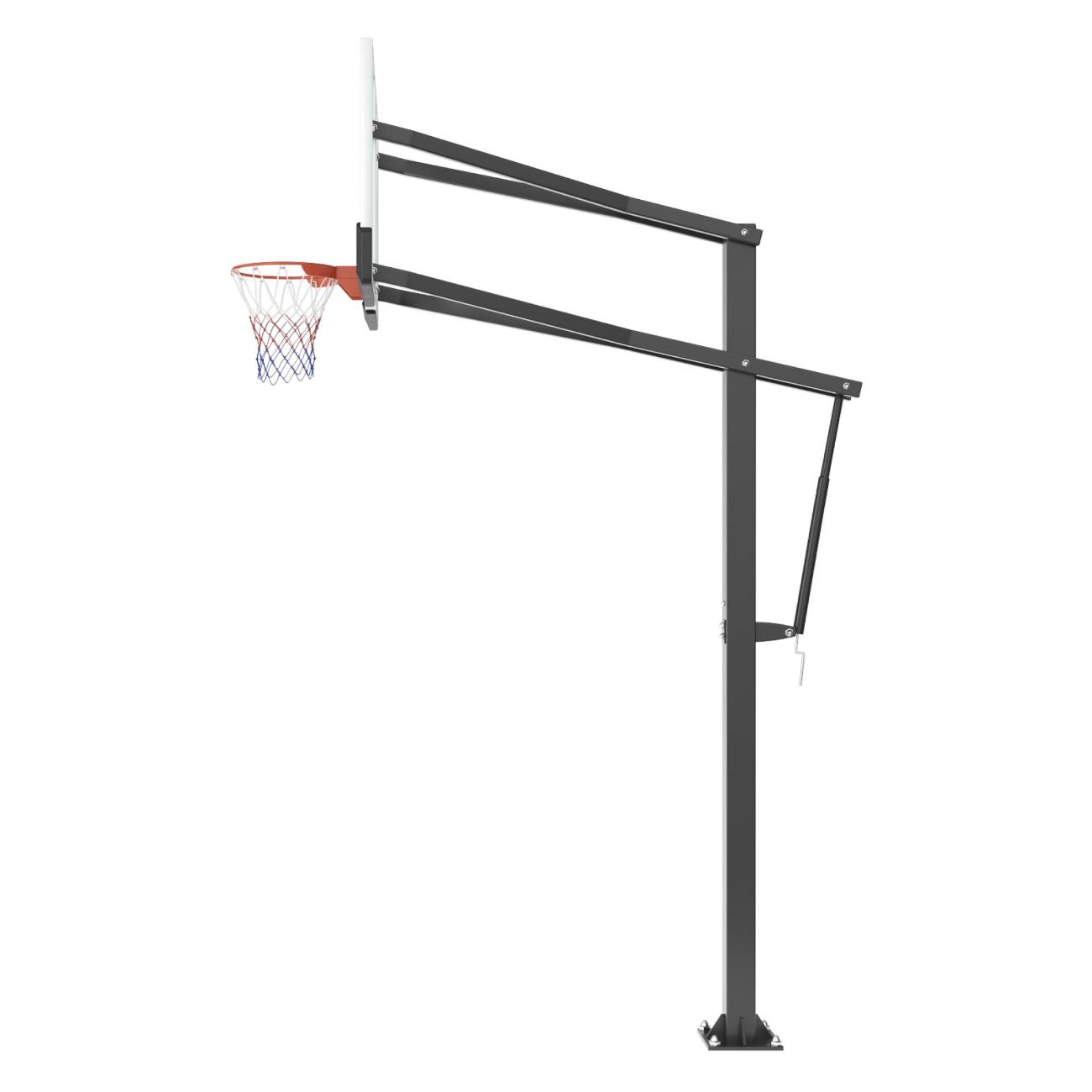 Баскетбольная стойка стационарная UNIX line щит из поликарбоната в стальной раме / B-Stand-PC с регулировкой высоты 230-305 см, щит 180х105 см (72"x42"), диаметр кольца R45